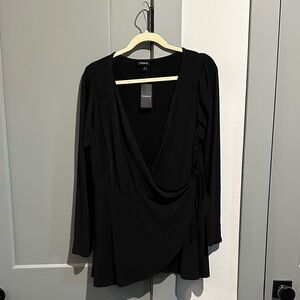 Torrid Black Wrap Blouse